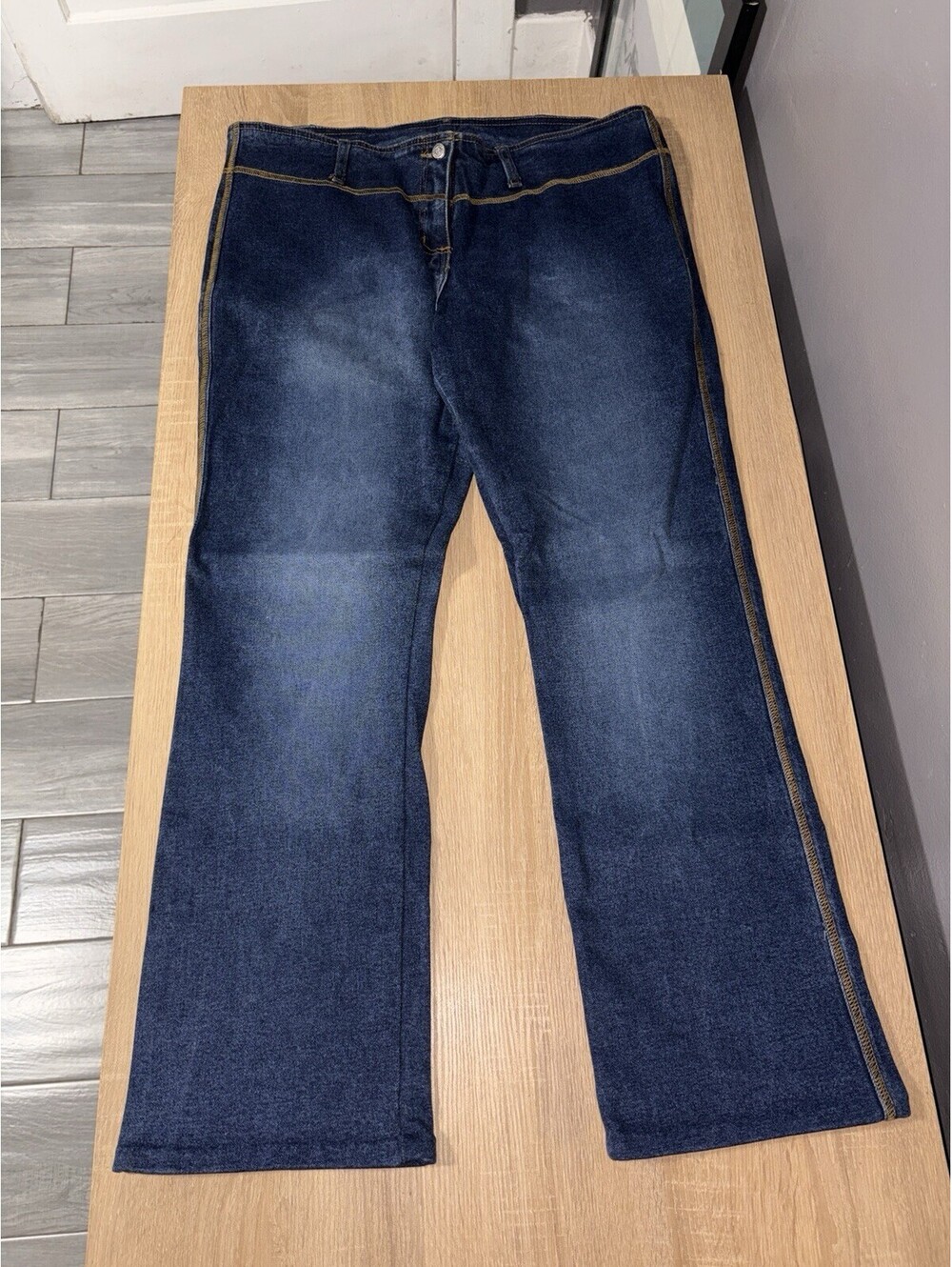 Vntg 90s Watch LA Jeans Womens 19-20 Flare Dark Wash Stretch Made USA Y2K